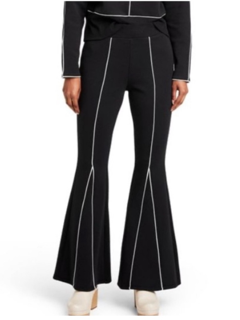 Victor Glemaud Black Flare Pants with White Contrast Piping